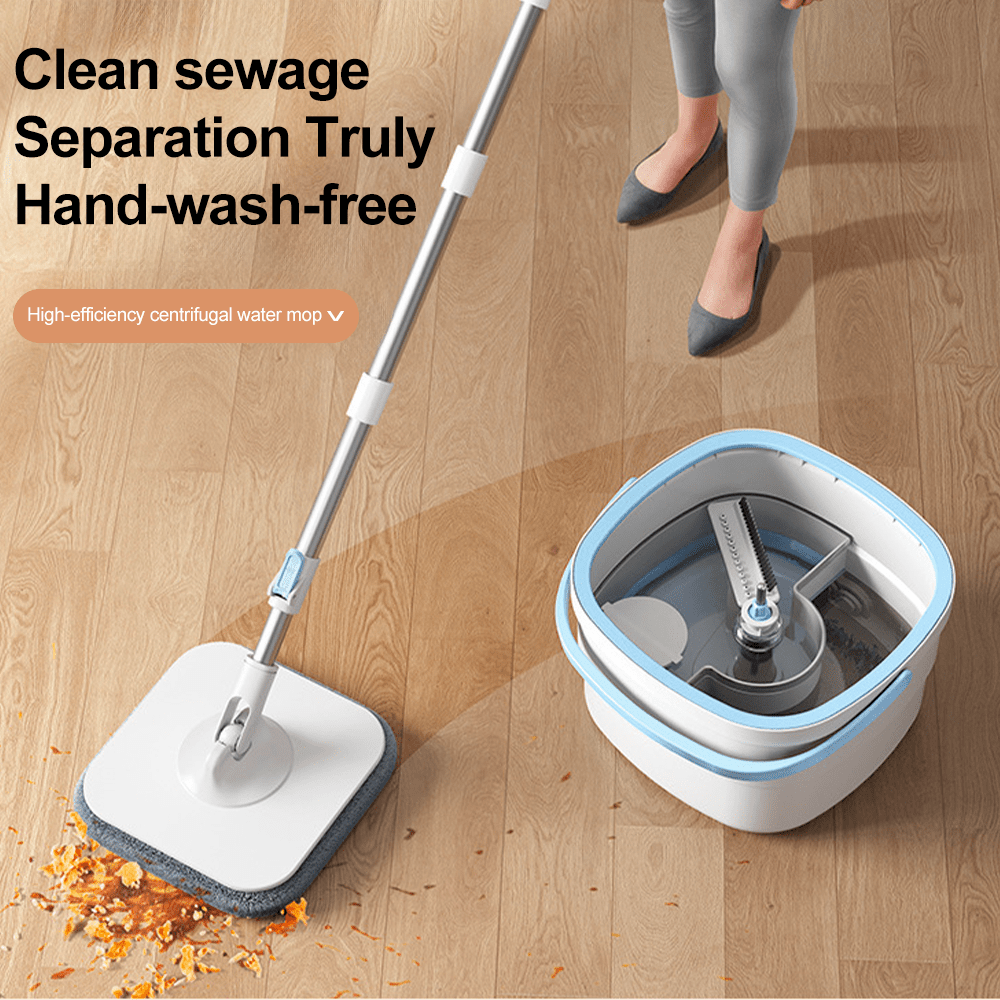 Floor Mop Mop Bucket Set, Withcloths, Household Extendable Stick Mopping, Automatic Of Waste Waterand Fresh Water, Suitable For Cleaning In Bedrooms, Living Rooms, Kitchens, And Other Household Areas.