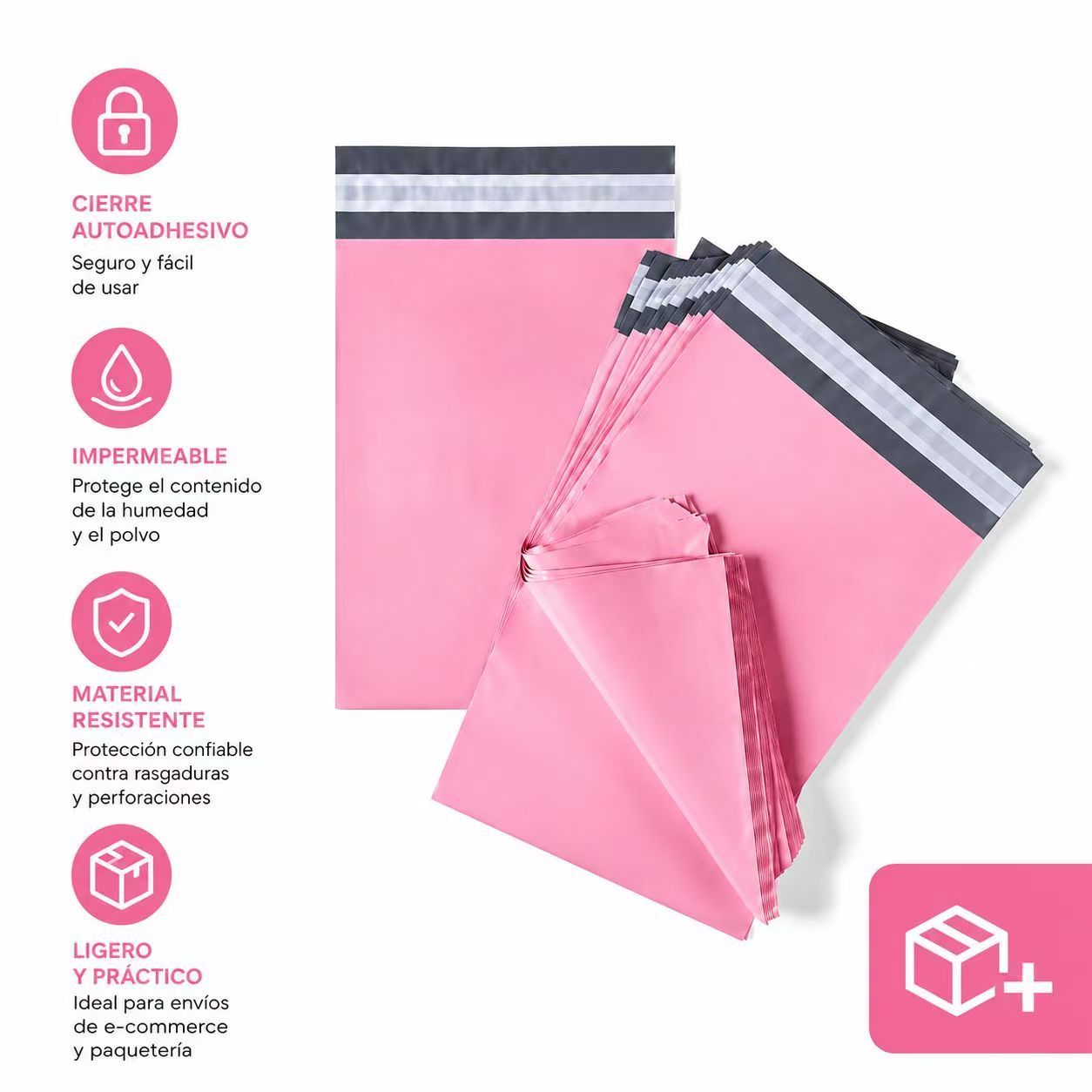 TEMU Pack de 50/100 Bolsas de Envío Courier 35x45cm Coextruidas Rosas con Cierre Autoadhesivo, Sobres Plásticos Impermeables y Resistenes para Envíos