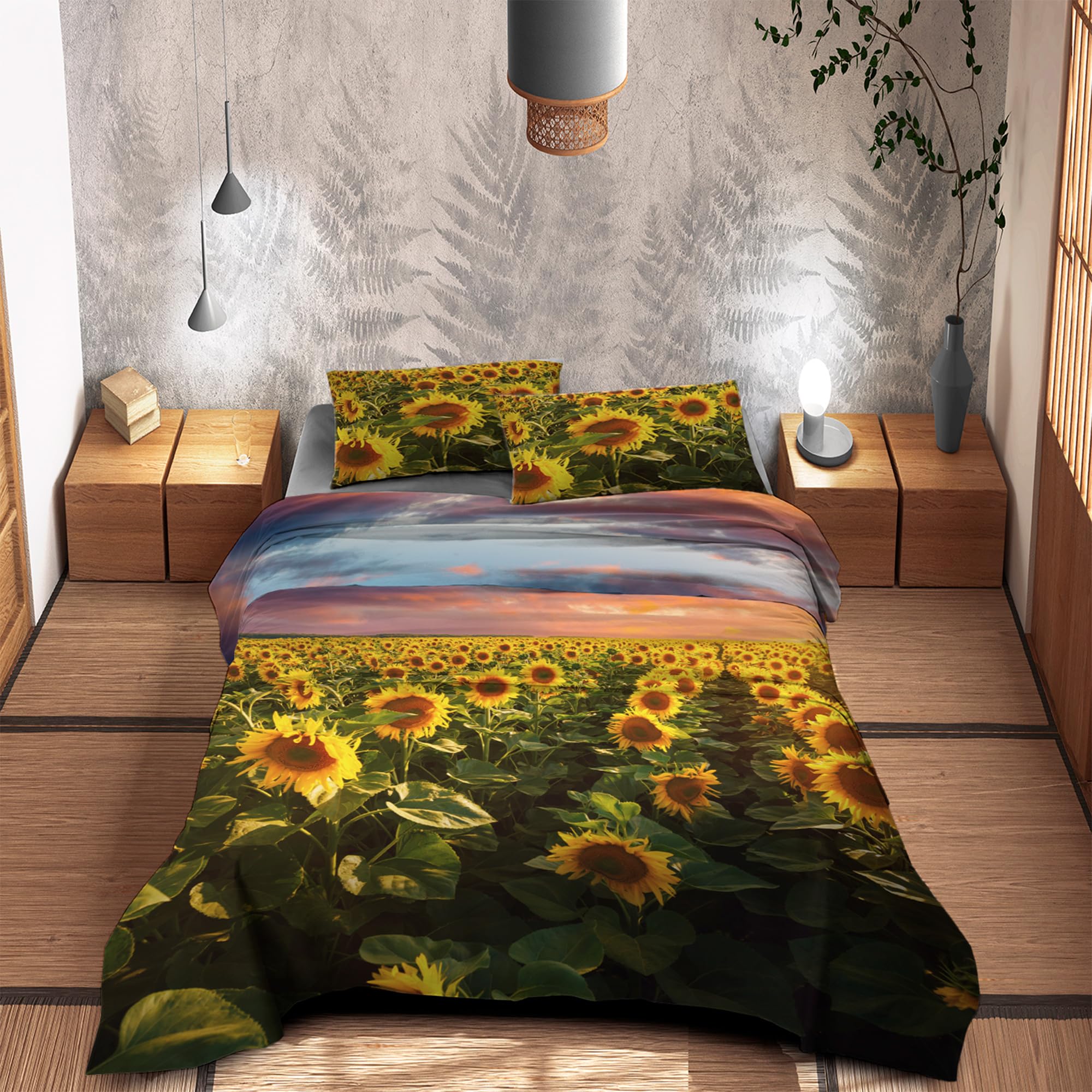 TEMU IlGruppone Completo Letto Matrimoniale Lenzuola 100% Cotone Set Lenzuolo Moderno Due Federe Due Stampe Digitale