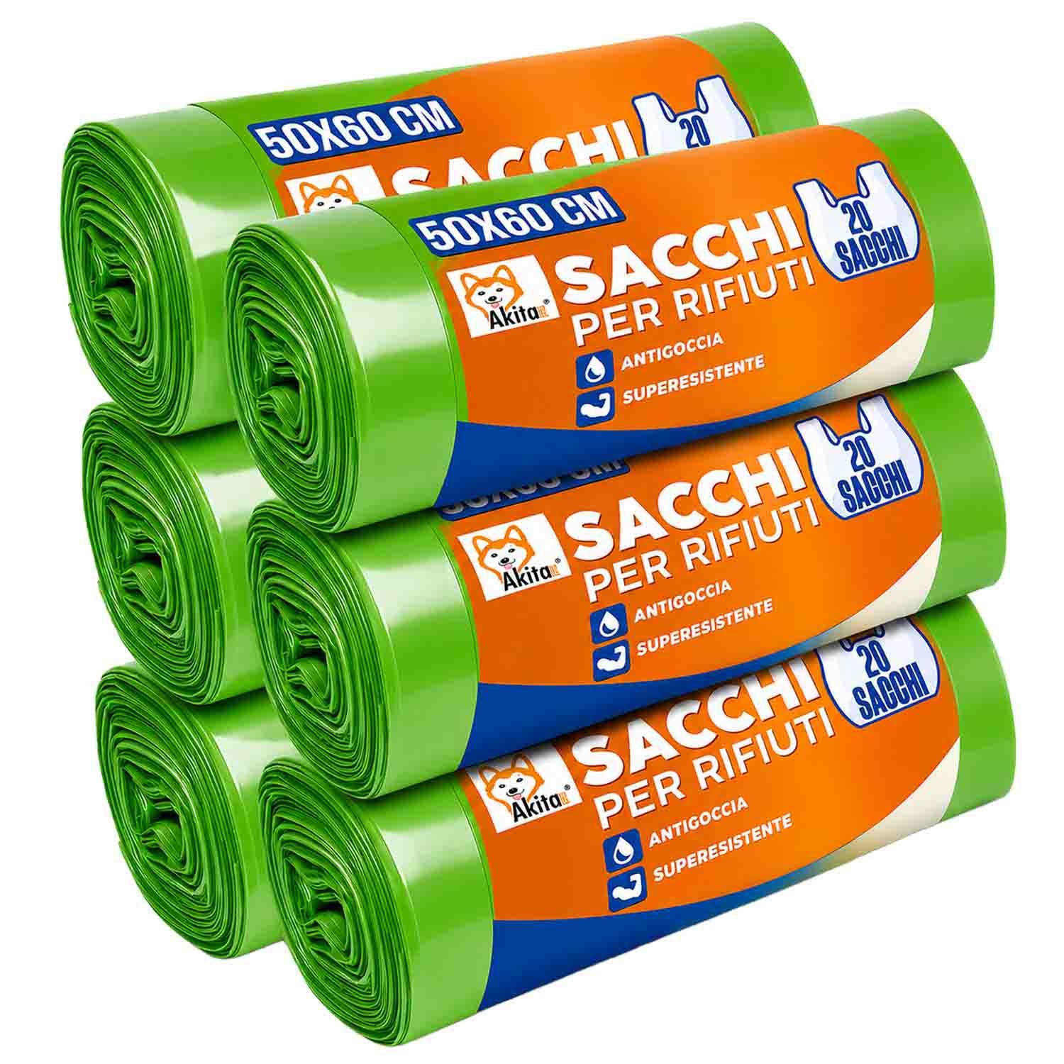 TEMU Akitaink 120 Sacchi Spazzatura Antiforo 50x60 cm , Sacchetti Nettezza Resistenti per Casa, Cucina, Bagno e Ufficio