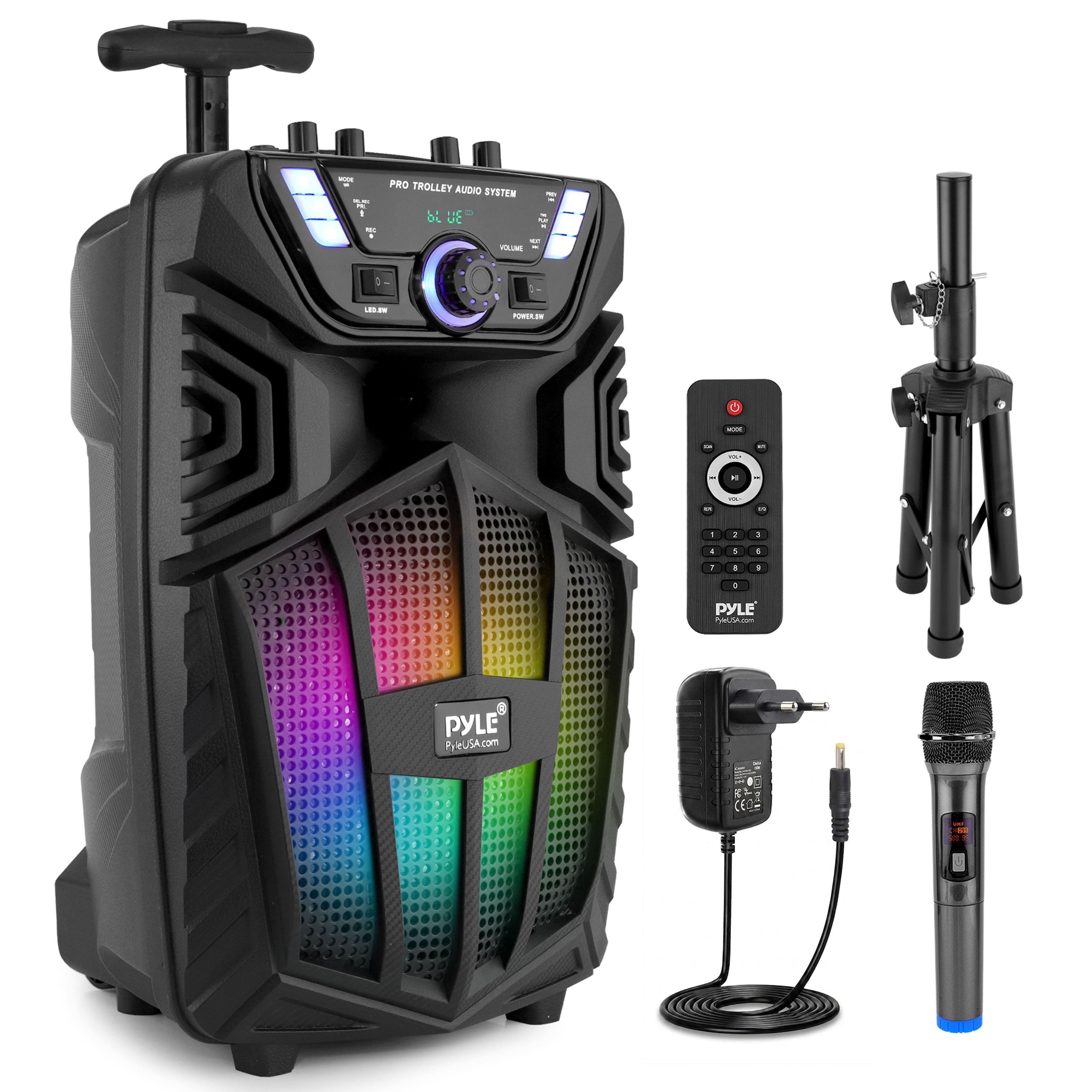 Image of With Microphone Bluetooth Speaker 480w Portable Music Box - With Battery, Led Lights, Trolley Speaker For Outdoor Party Events