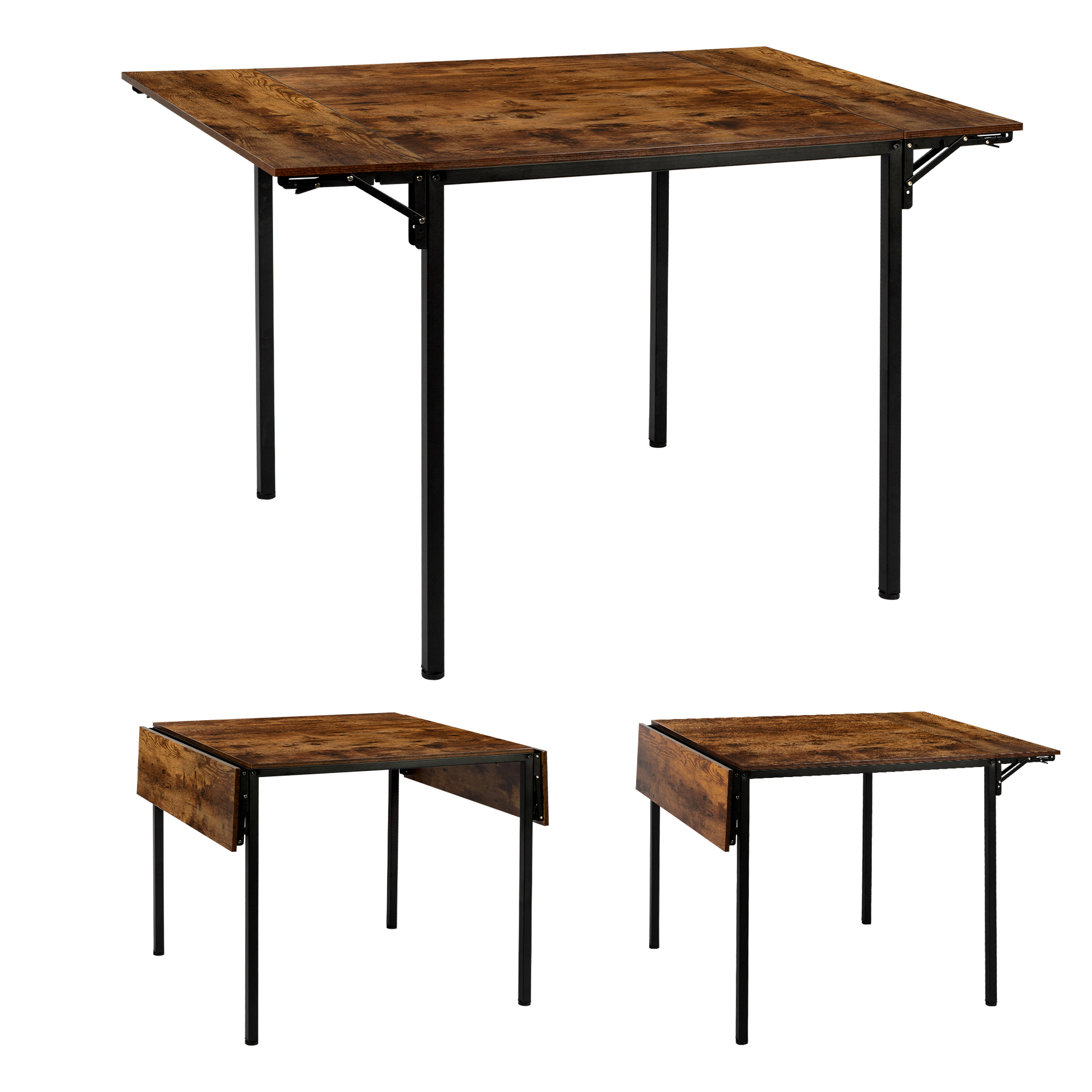TEMU Folding Dining Table With Drop Leaf – 121x77x76 Cm – – Extendable Kitchen To – Gate Leg Design – – Wood Look – Space Saving – Compact Desk –