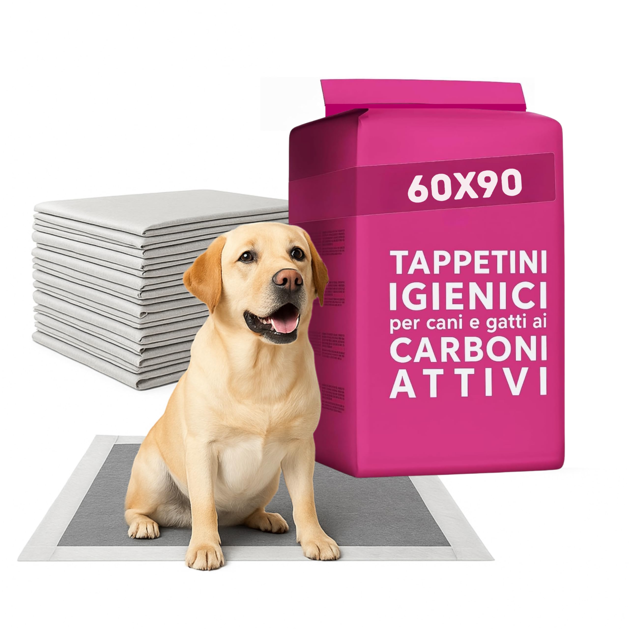 TEMU 100 Traversine Cani 60x90 cm ai Carboni con di Umidit� - Tappetini Igienici per Cane - Traverse Super Assorbenti, Tappetino Antistrappo e