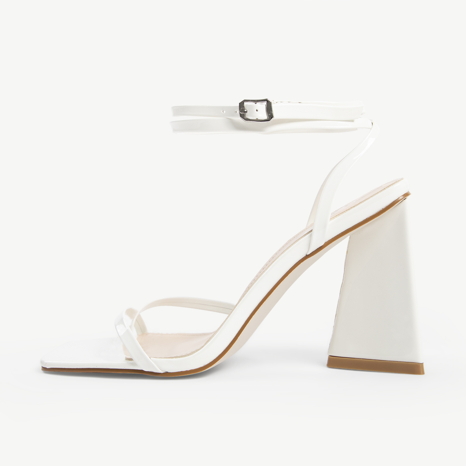 Amora Lace Up Block Heel In White