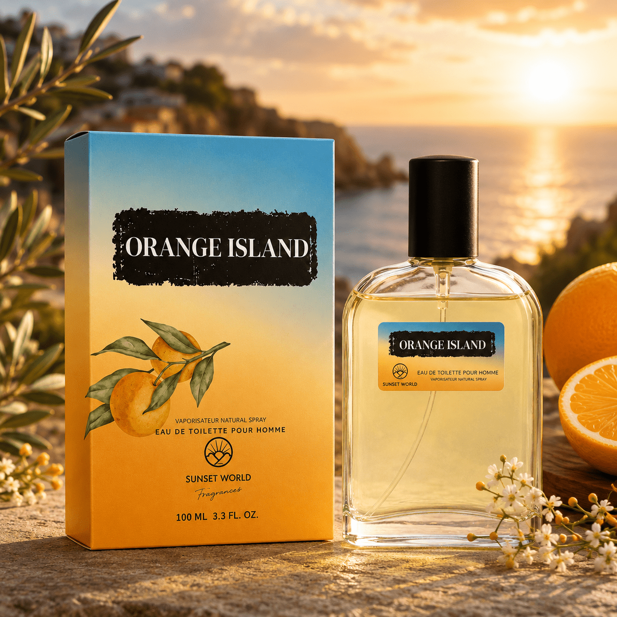 Image of Everlyx - Orange Island By Eau De Toilette 100ml. Citrus And Aromatic Fragrance With Green , Blood Orange, , And Lemon, Accompanied By Fresh Mint Notes And A Base