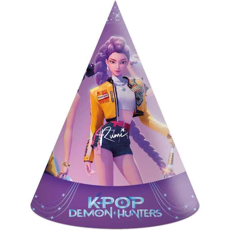TEMU Kpop Demon Hunters Party Hats Pack Of 6 – Kpop Demon Hunters Birthday Party Cone Hats, Themed Party Accessories For Kids & Fans