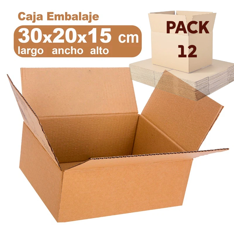 12 Cardboard Shipping Boxes 30x20x15cm, Reinforced Single-wall Corrugated Cardboard Boxes For E-commerce, Moving, Storage, Packaging, And Shipping