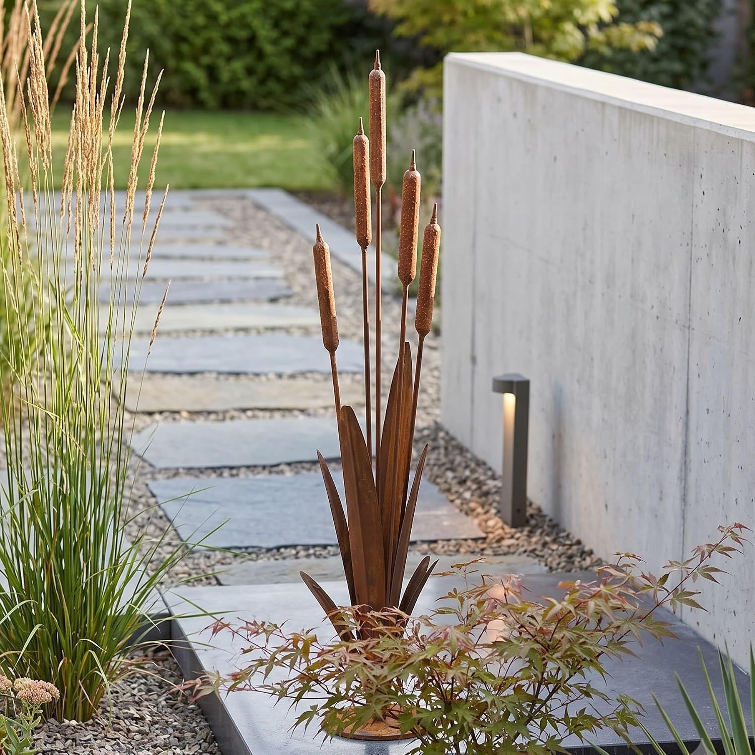 Image of Garden Decoration "reed" Made Of Metal With Rust, 91 Cm High, Reed Grass Outdoor Rust Decoration For Outdoors