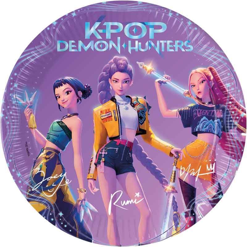 TEMU Kpop Demon Hunters Paper Plates 23cm Pack Of 8 – Demon Hunters Birthday Party Plates, Party Tableware For Kids & Fans