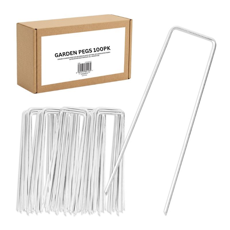 TEMU 100pcs U-shaped Pegs, Ground Tent Stakes, Heavy Duty Steel Use For Weed Control Membrane, Landscape Fabric, Artificial Grass, Chicken Wire,