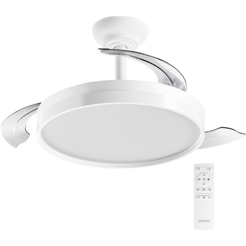 TEMU Ventilador de techo color Blanco 72W 7590lm,Aspas retráctiles,Motor 30W, Luz LED 42W Regulable en y color (tonalidad) Mando a distancia