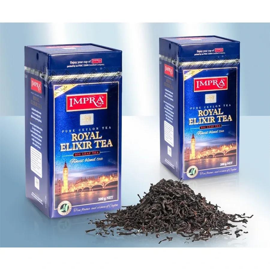 Image of 2 Packs Of Black Large Leaf Tea "royal Elixir" Tin Can