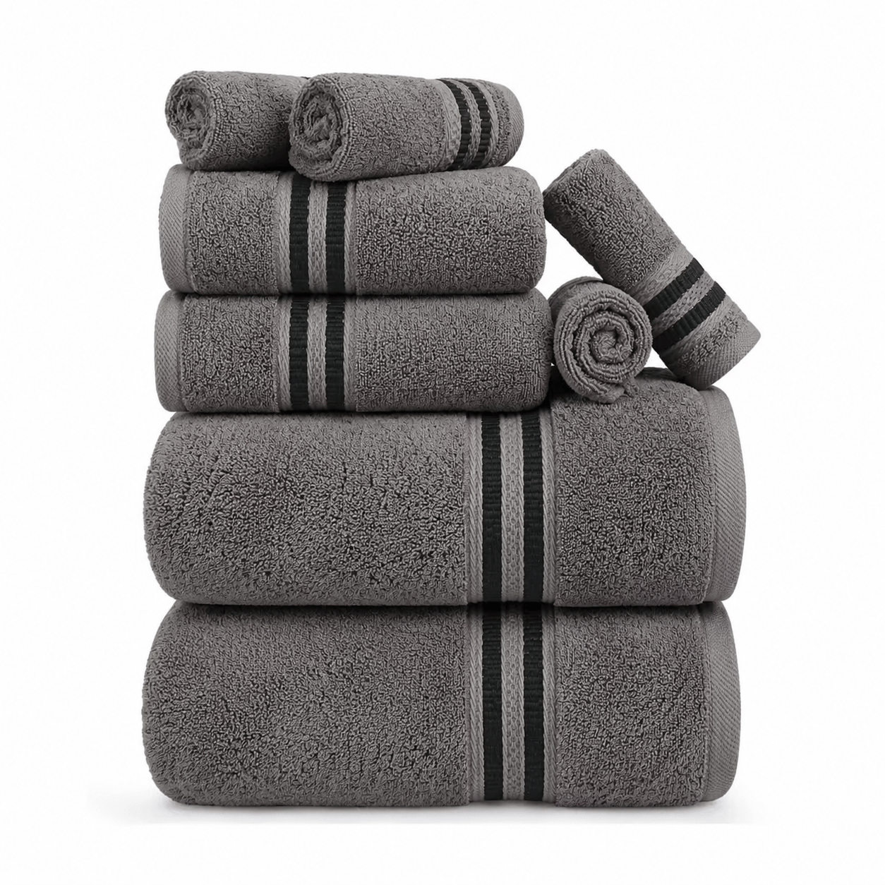 TEMU Luxury 8pcs Towel Set - Quick Dry, Ultra Soft & Absorbent With 2 Large Bath Towels (140cm X 70 Cm), 2 Hand Towels (100cm X 50cm), And 4 Face