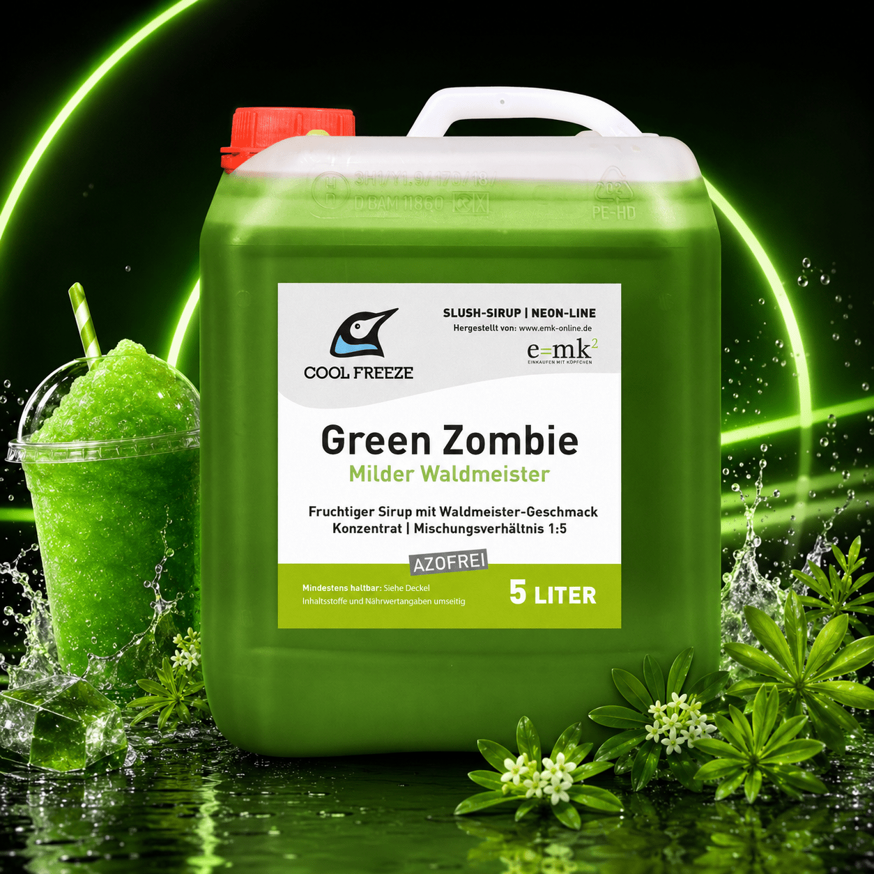 Image of Slush Syrup Cool Freeze Green Zombie | Woodruff | 5l | Azo-free + Glycerin-free