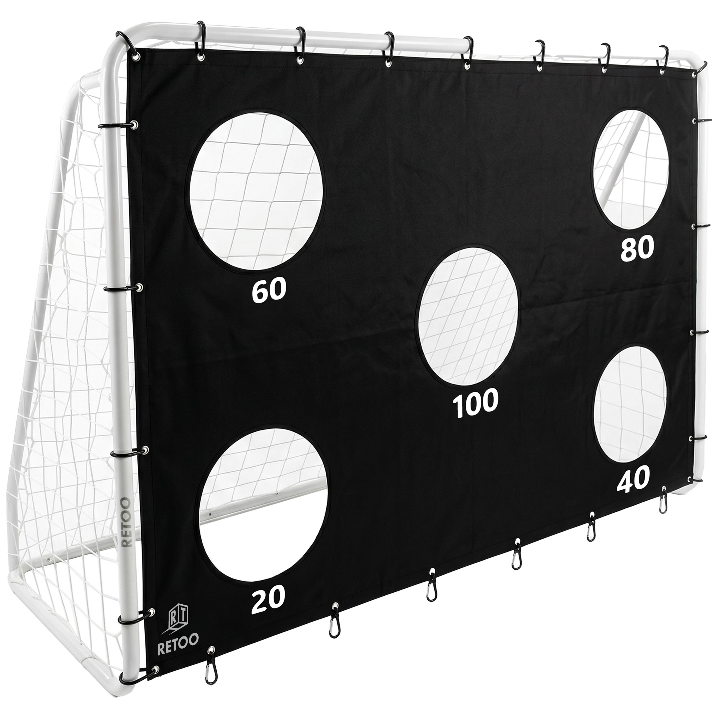 Metal Soccer Training Goal With Wall, 240x170x85 Cm, Including Net For Garden And Lawn