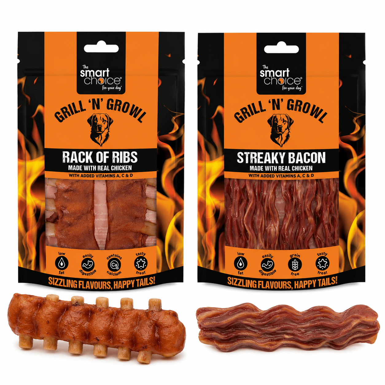 TEMU 2pack Dog Treat Bundle Bacon 4 Pack And Rack Of Ribs 2 Pack, Reward Snacks For Dogs Dog Food Treat