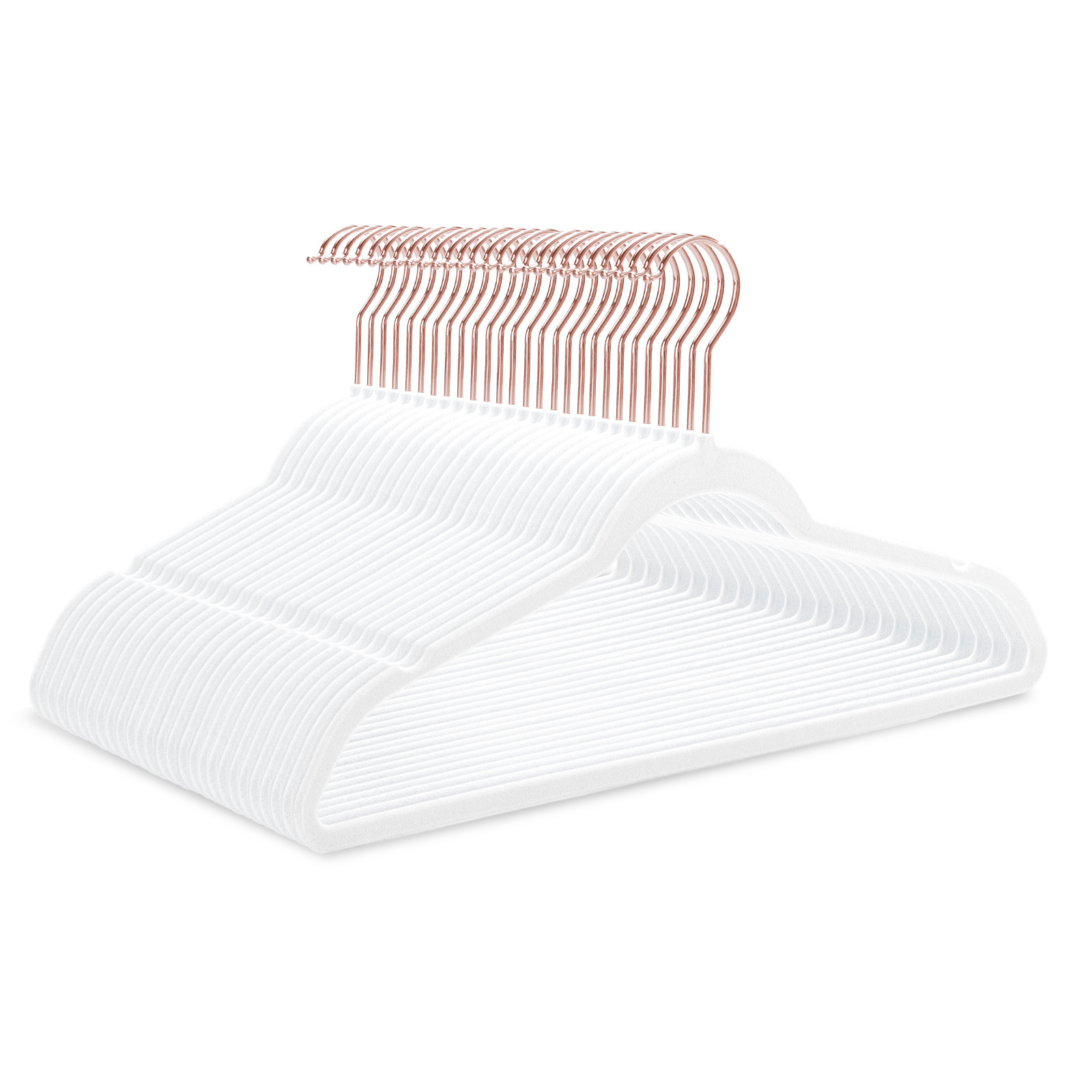Image of Velvet Hangers, 59-piece Set, Premium Kids' Hangers For Closet, Ultra-thin, Cute, Non-slip, Small Felt Hangers, 35.6 Cm, For Children's Clothing, White