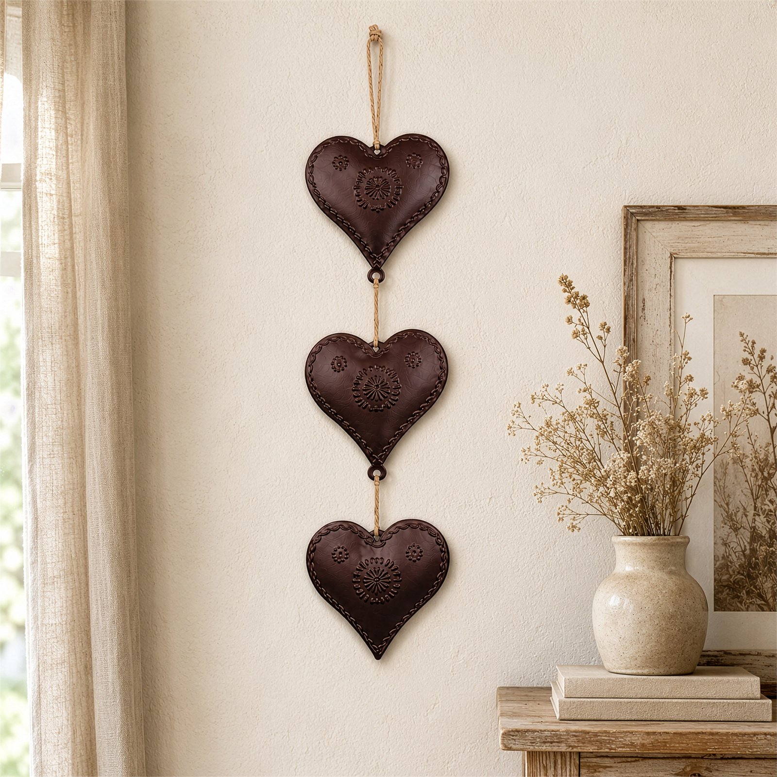 TEMU 3pcs Of European-style Heart-shaped Wall Decorations, Home Sculpture Wall Ornaments, Indoors Without Electricity, Perfect As A Holiday Gift