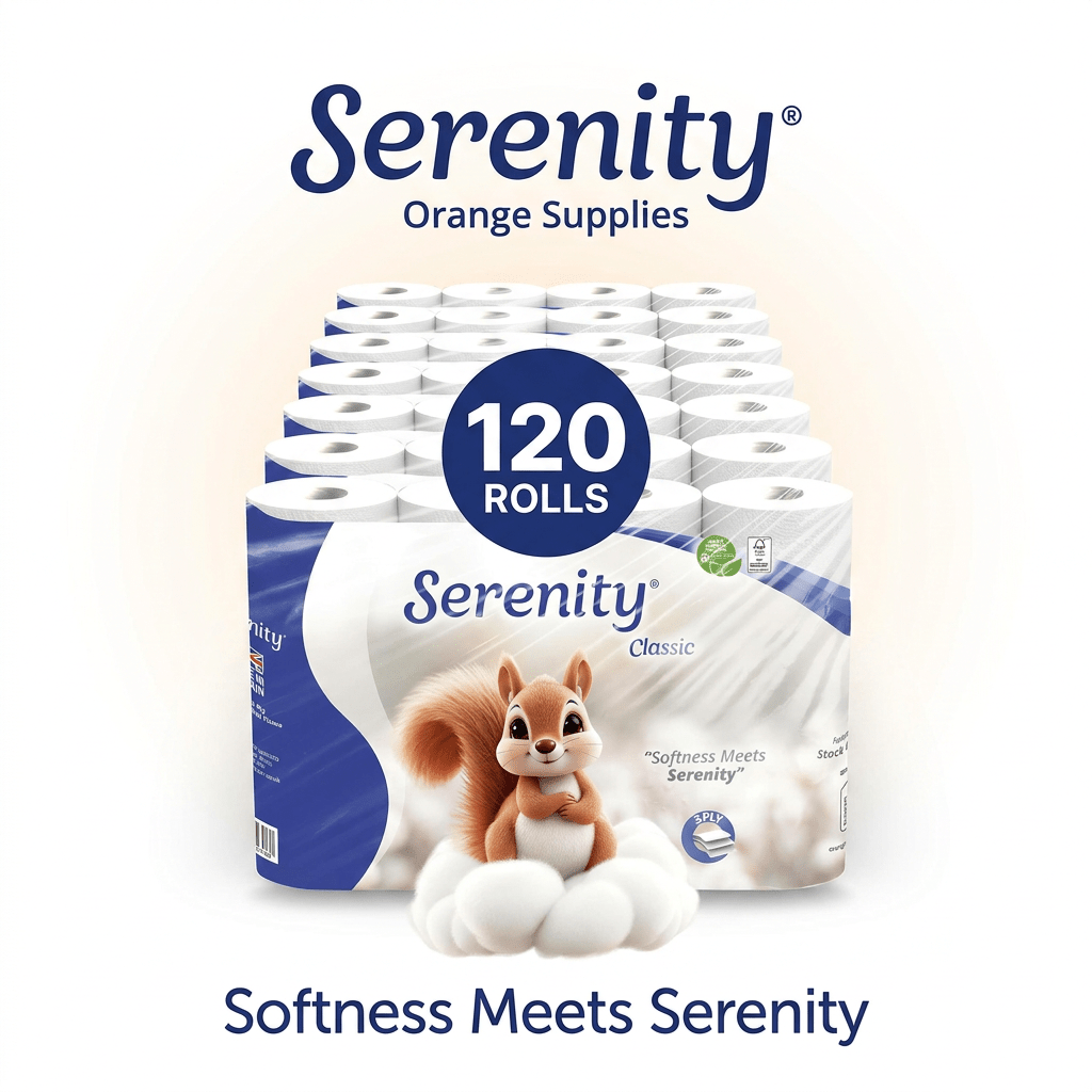 TEMU Serenity Toilet Roll 120 Pack | Bulk Buy Loo Roll | 3-ply Quilted | 150 Sheets Per Roll | 104x107mm | Hypoallergenic | | Septic Safe