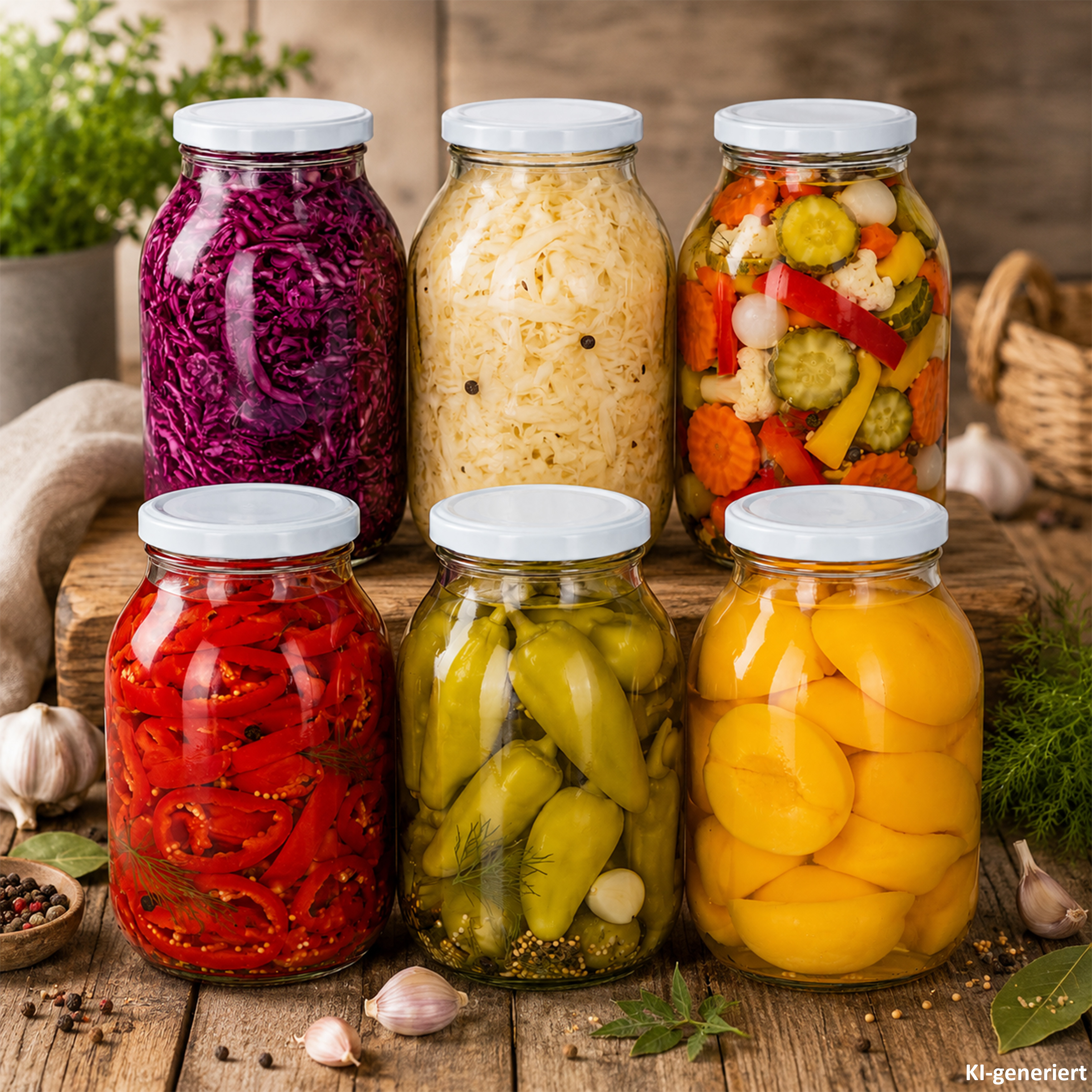 Image of 6pcs Set Of 3l Canning Jars With Lids To 100 In White & Recipe Book Transparent Glass Storage Jars For Preserving, Canning, Fermenting