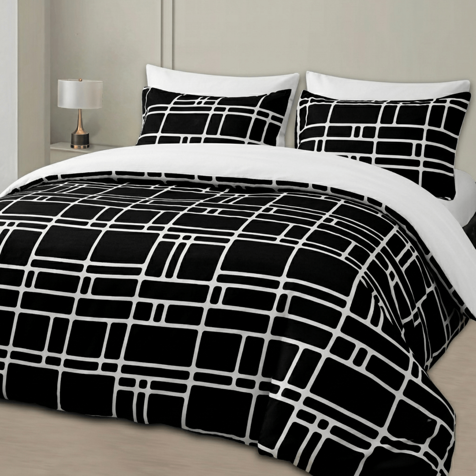 TEMU 3pcs Luxury Printed Duvet Cover Set Zipper Closure – Double Brushed Microfiber Bedding With Matching Pillowcases – Breathable, Durable, Machine