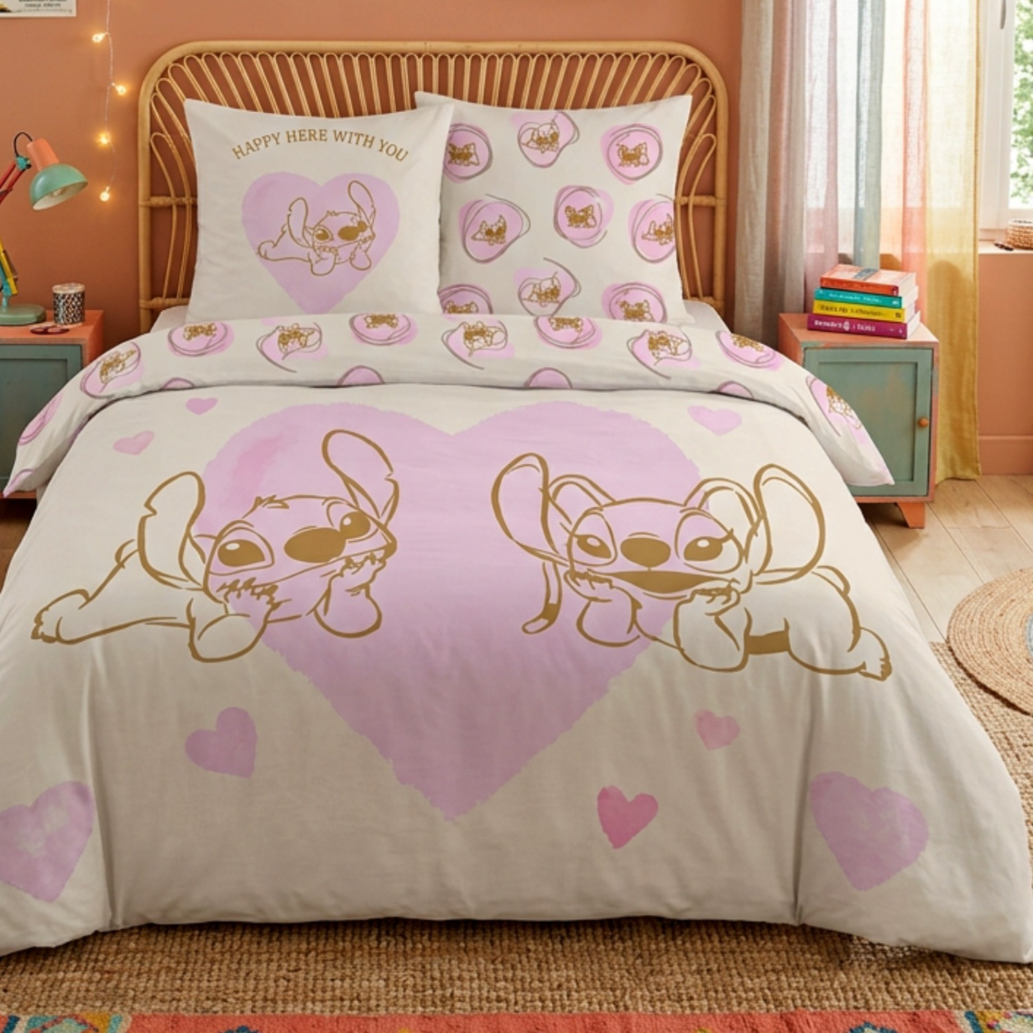 TEMU Parure de Lit et Rose, Lit 2 places, Housse de Couette 240x220 cm, Taies d'oreiller 65x65 cm