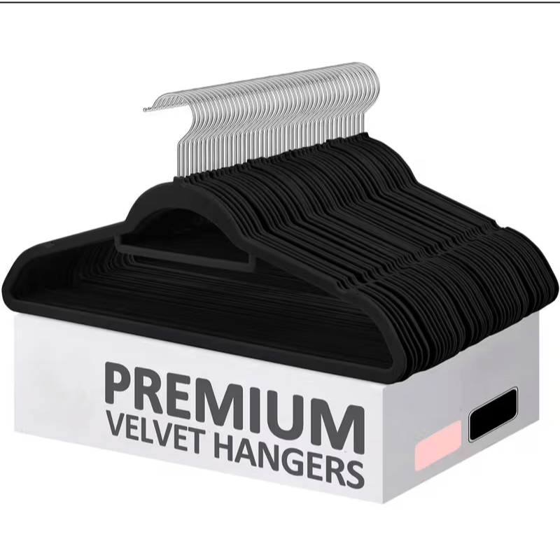 20pcs Set Of Velvet Clothes Hangers Premium - Non-slip & Space- - With Hook For Shirts, Suits, Sweaters & Trousers (beige)