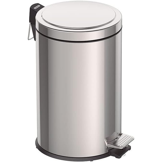 TEMU 12l Stainless Steel Pedal Bin – Step Trash Can With Lid & Removable Inner Bucket, Silver