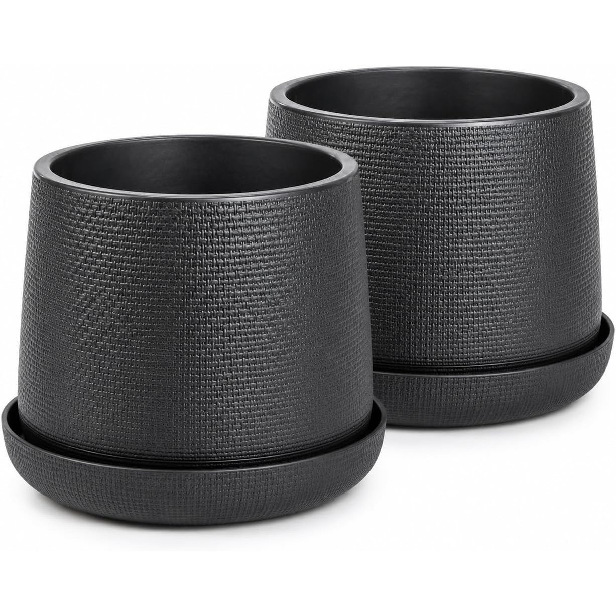 TEMU 2-pack Large Rattan Effect Plant Pots With Drainage Holes, Decorative Plastic Indoor & Outdoor Garden Planters, Lightweight Flower Pots For