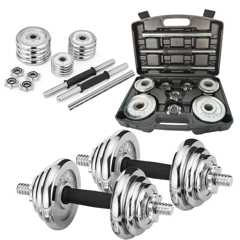 Image of Adjustable Dumbbell Set (10 Kg), Includes Towel, Weight Plates, Barbell Bar And Carrying Bag, Unisex, With Non-slip Connecting Rod, Suitable For Training, Home Gyms And Fitness (iron Transformer).