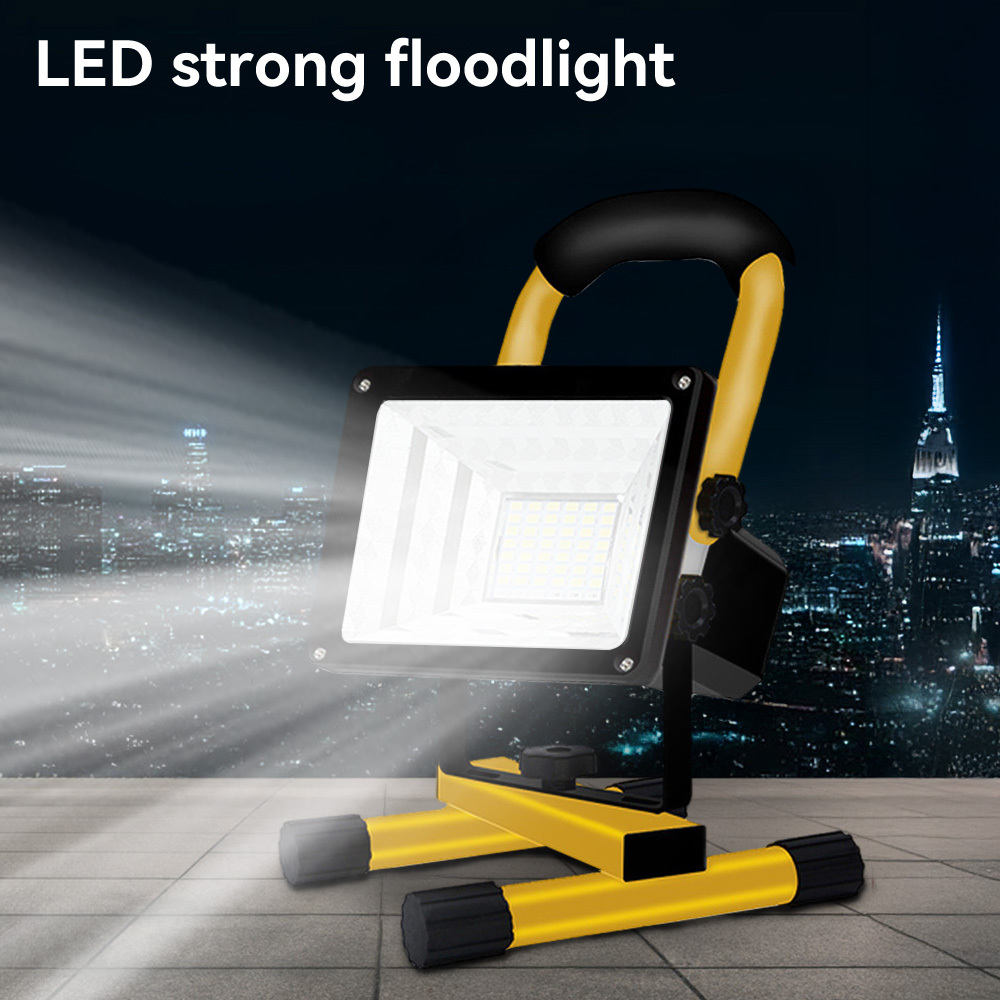 Image of 100w Rechargeable Led Portable Flood Light, 4 Lighting Work Light With Power Bank & Usb-c Charging, Ideal For Camping Night Work Home Outdoor Emergency