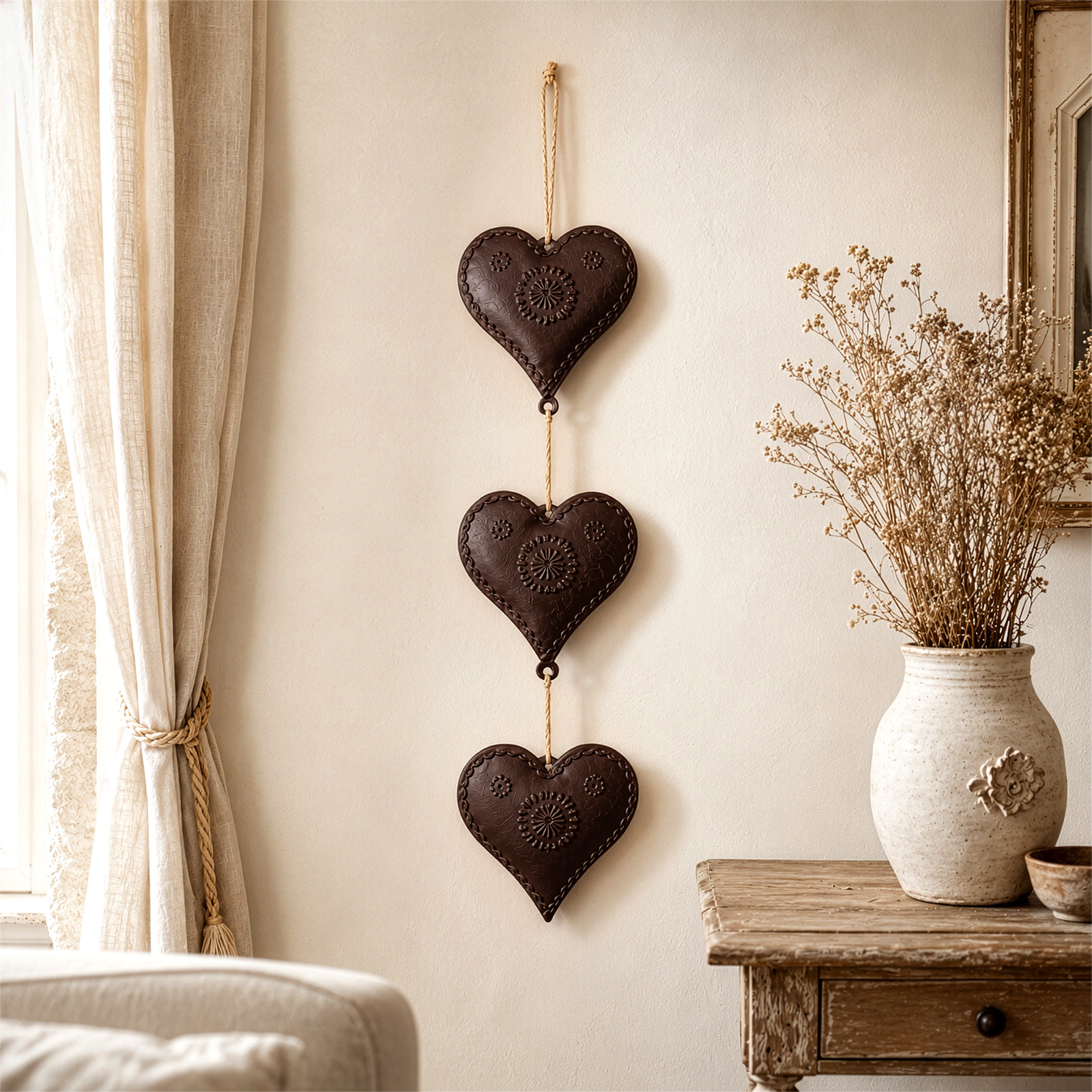 TEMU 3pcs Of European-style Heart-shaped Wall Decorations, Home Sculpture Wall Ornaments, Indoors Without Electricity, Perfect As A Holiday Gift