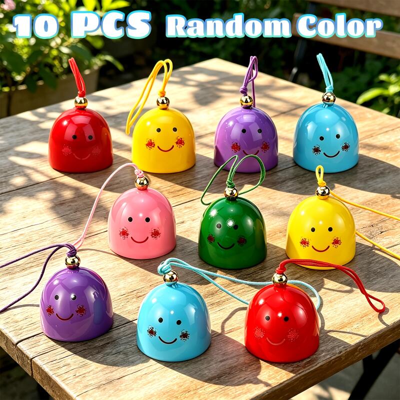 TEMU 10pcs Random Color Face Diy Metal Wind Chime Making Kit With Complete Accessories Hanging Rope & Metal Bells, Clear Ringing Sound Handmade Wind