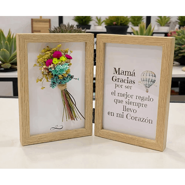 TEMU de Madera y Ramo de Flores Naturales Preservadas y Secas – Regalo especial para madres - regalo para la - Mensaje carñoso de agradecimiento