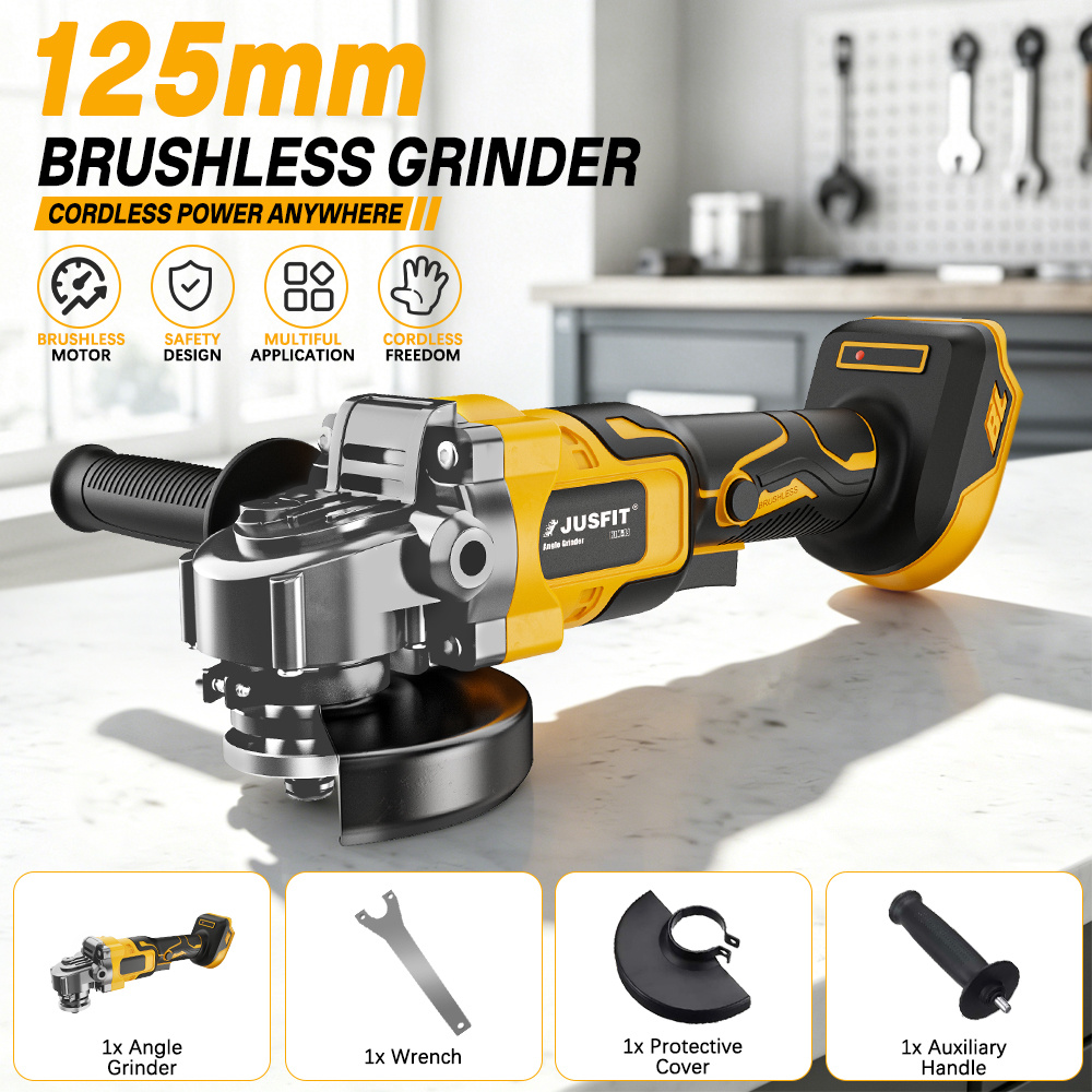 TEMU Brushless Cordless Angle Grinder Set – No Battery, 8000 Rpm Compatible With Makita 18v, Heavy-duty Tool For Diy & Industrial Use, Wireless
