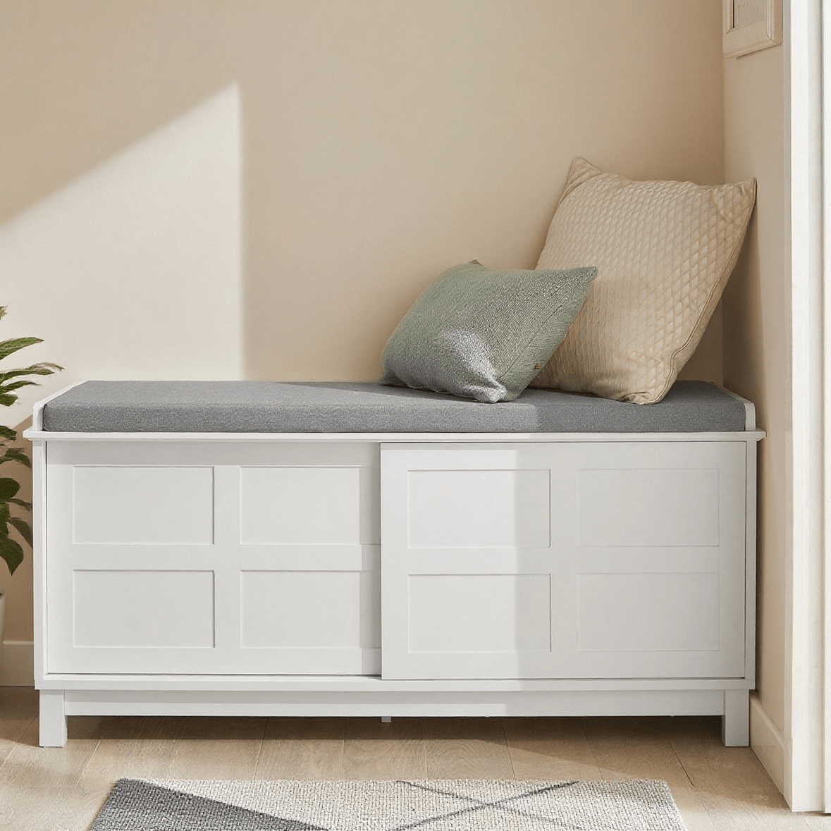 TEMU 1 Acolchado para Zapatos - Zapatero de Entrada con Correderas, Almacenamiento y Zapatero - de Madera , 114X40X53 Cm, Capacidad de 120 Kg GTS97-X