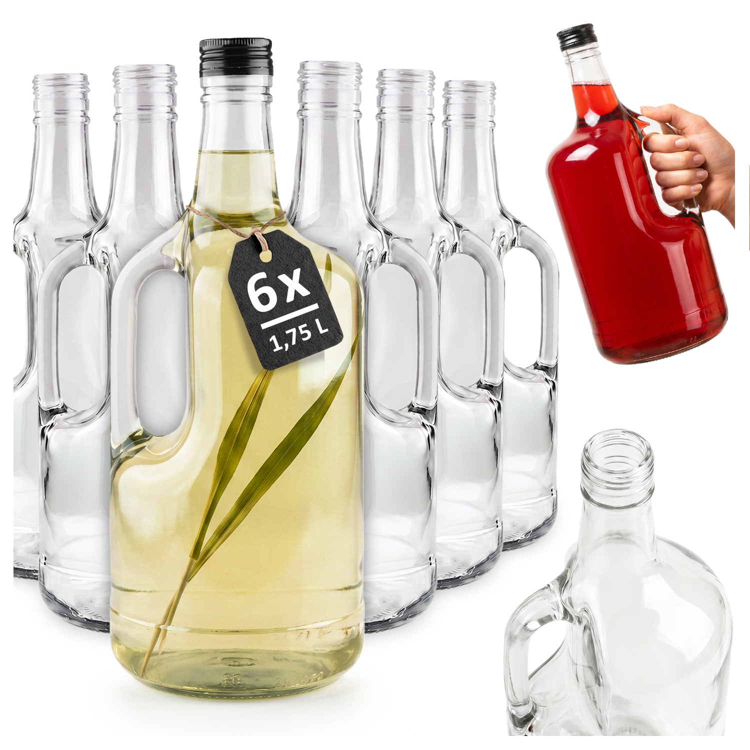1.75l Glass Bottle For Wine, Liqueur, Whisky, Moonshine, Water, Juice, Cider