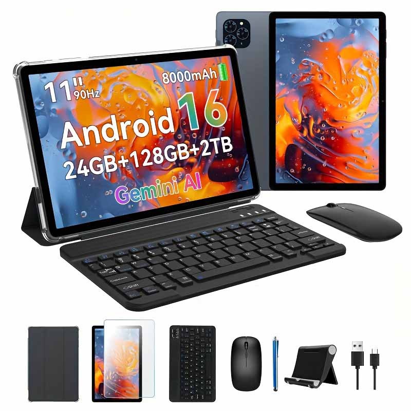 Tabwee 16 Tablet With Keyboard - Ai, 24 (8+16) Gb +128gb Rom, Core T615, Gaming Tablet 11 Inches, 1920x1200 Fhd+ips, 8000mah Battery, 13mp+5mp Ai Camera, 5g Wifi, L1, Gps