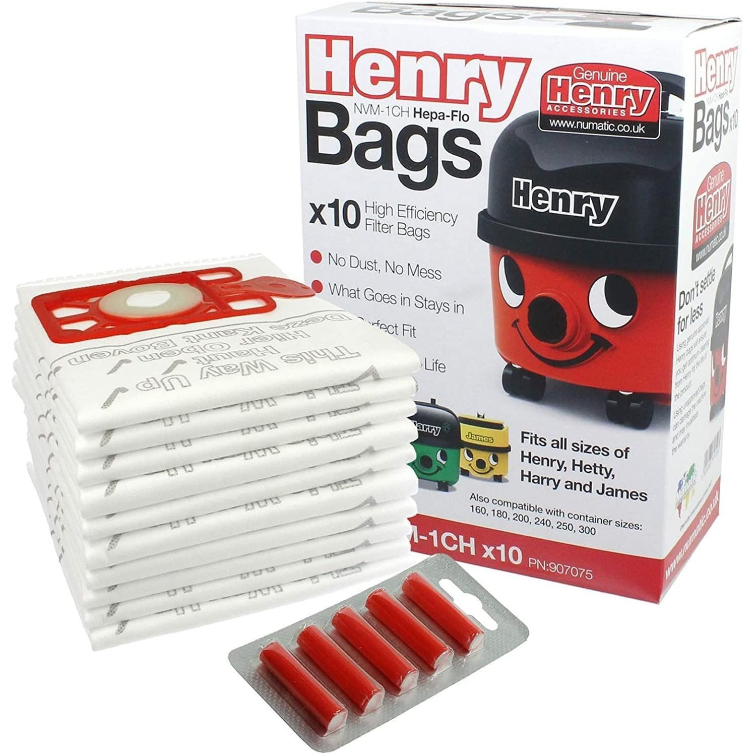 TEMU Numatic Hepa-flo Hoover Bags Henry Nrv Vacuum Cleaner Dust Bags Pack Of 10 + 5 Freshener Sticks