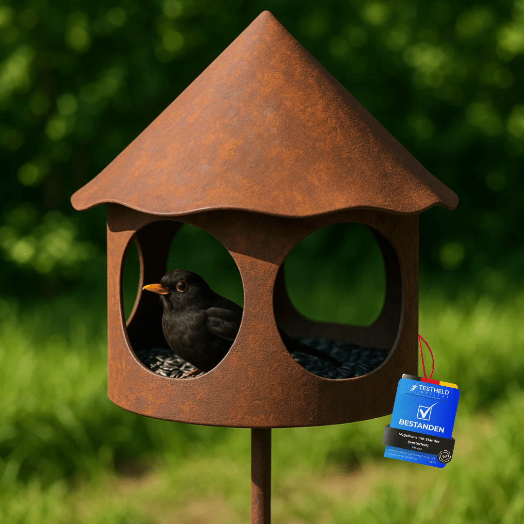 Large Birdhouse With Stand Weatherproof Made Of Metal And Decoration In The Garden - Outdoor Weatherproof Garden Decoration - Bird Feeder House - Bird Hut