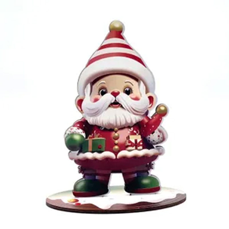 Image of ® Christmas Decor, Handcrafted Wooden Cartoon Santa Claus, Table & Desktop Decoration, High-quality Christmas Ornament As A Gift