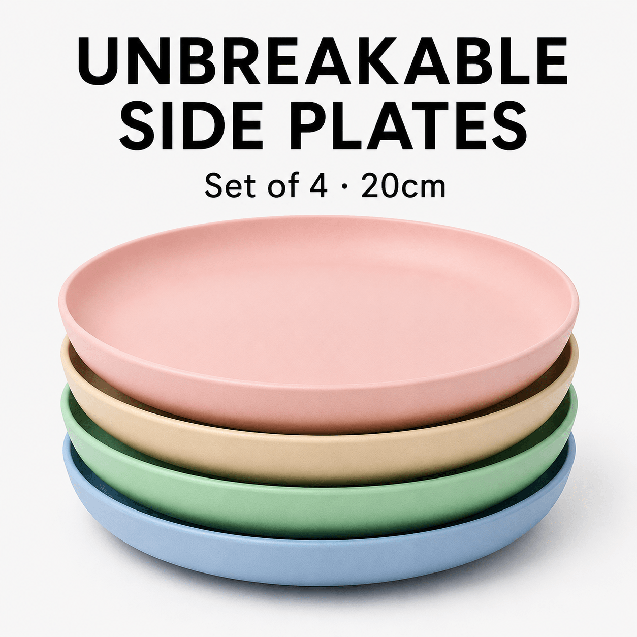 TEMU Set Of 4 Durable Plastic 20cm, Bpa-free Microwave & Dishwasher Safe Round Reusable Plates, Lightweight Stackable Dinnerware For Home, Kids,