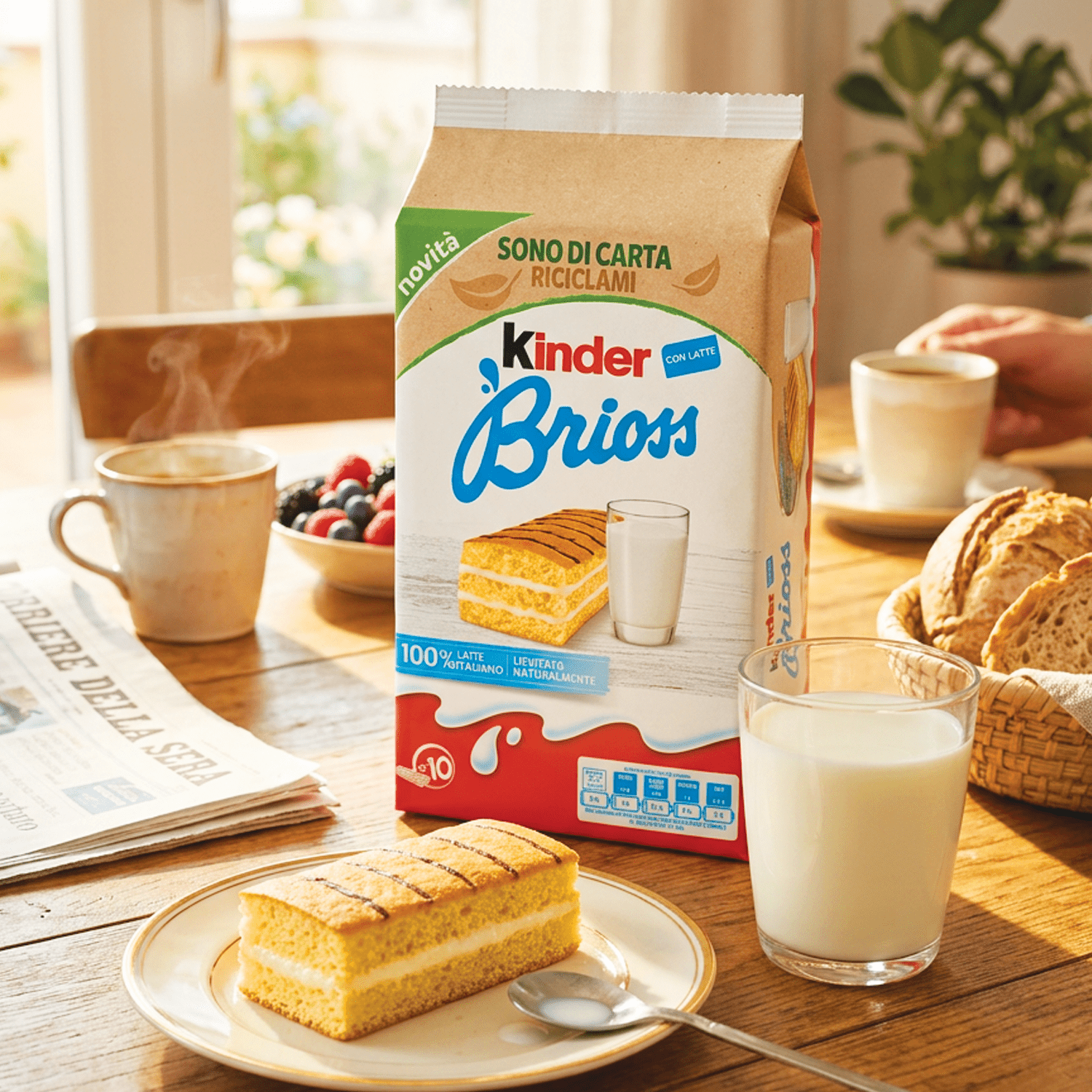 10pcs - Ferrero Kinder Brioss - Small Cakes Made Of Milk Cream And Soft Biscuit 270 G