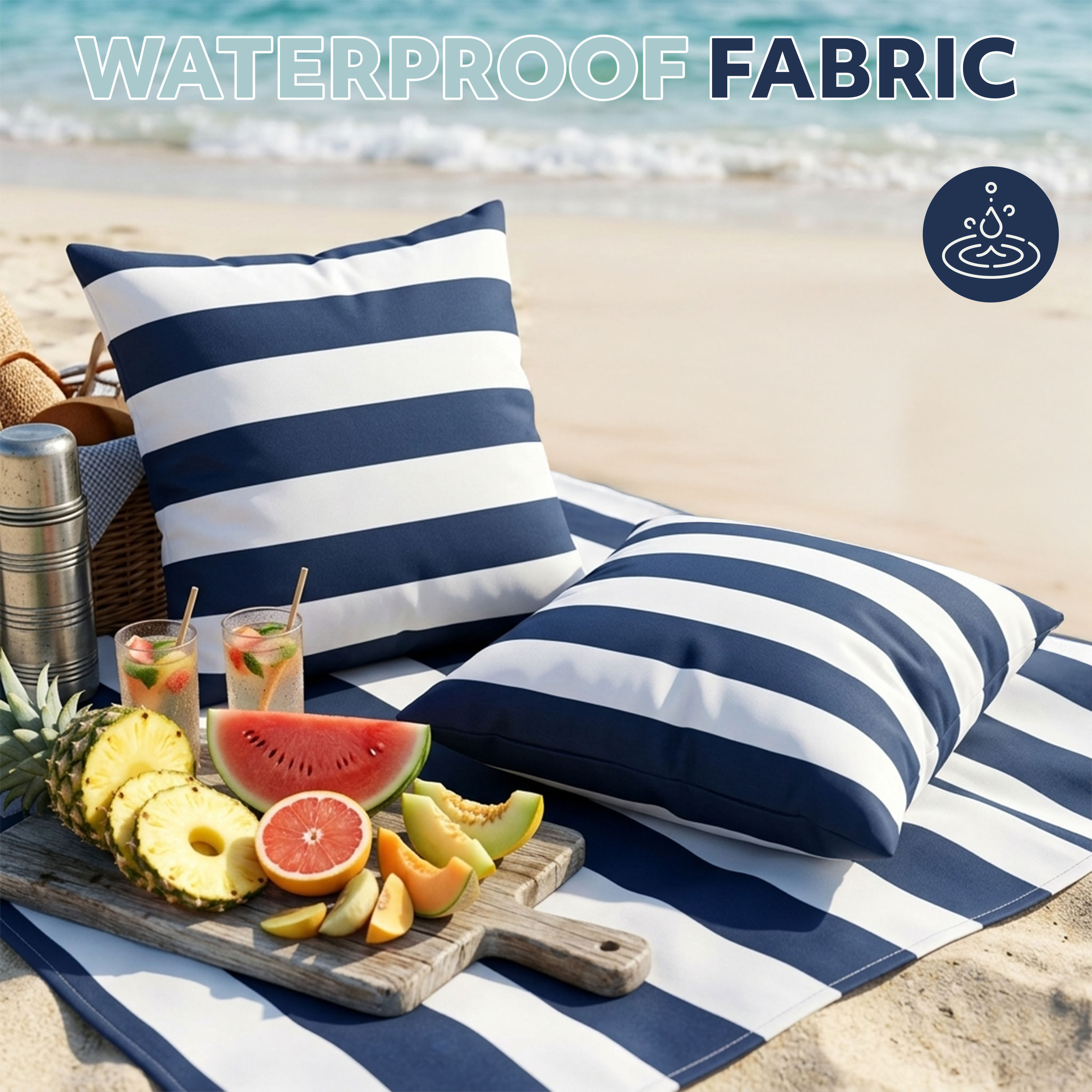 TEMU 2pcs Weatherproof Water-resistant Cushion Covers Pillowcases 45x45cm, Cushion Covers For Sofa Living Room, Home Bedroom, Car And Garden Decor