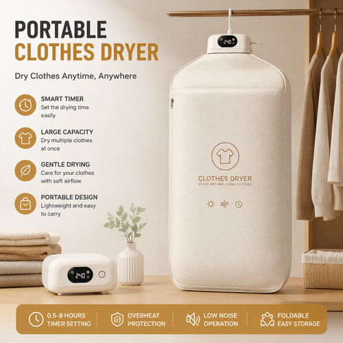 portable clothes dryer with drying bag timer compact laundry solution for travel hotels daily use