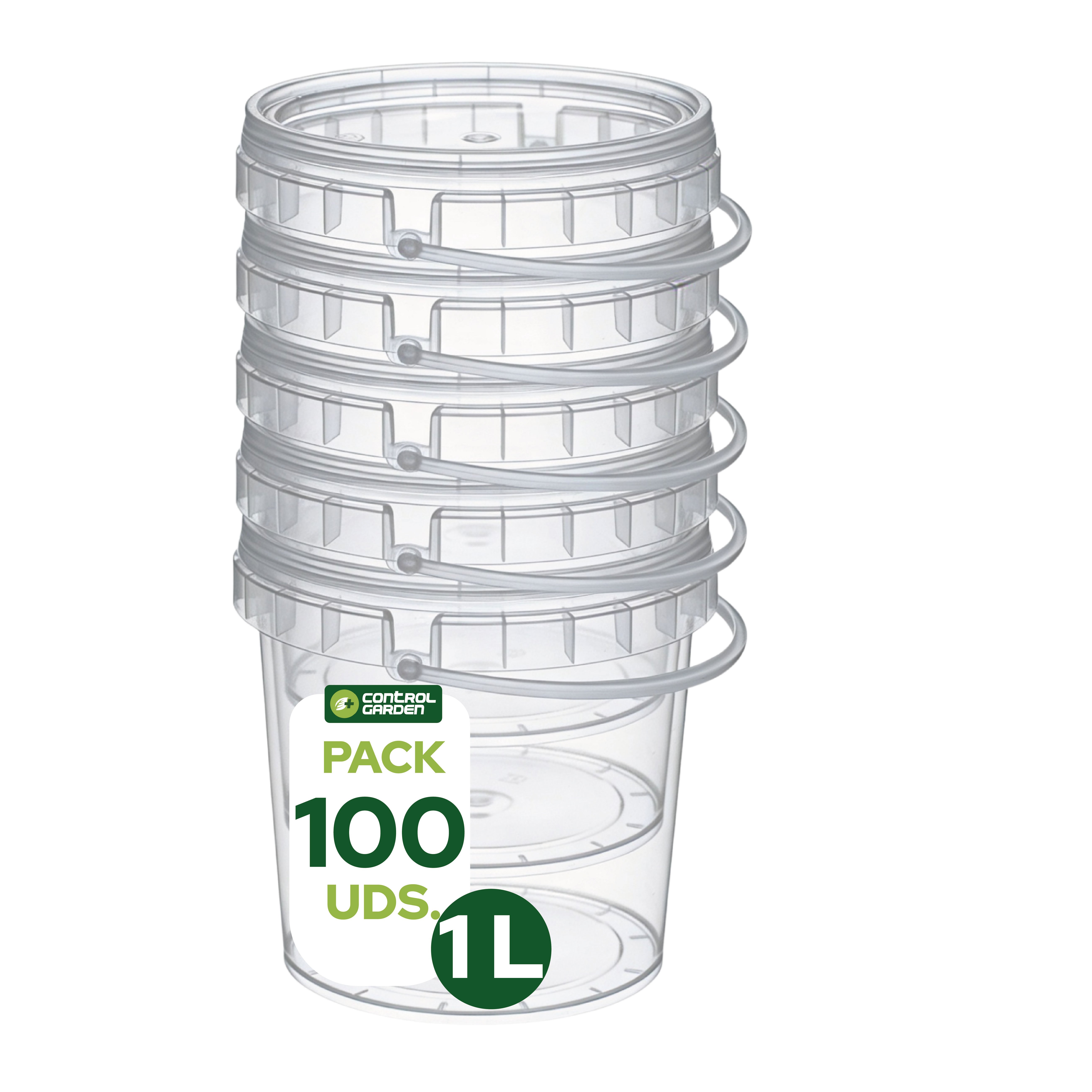TEMU GROWMANIA Pack X100 1L Cube en plastique transparent avec poignée – Hermétique, idéal pour aliments, et peinture - Récipient de stockage – Pot
