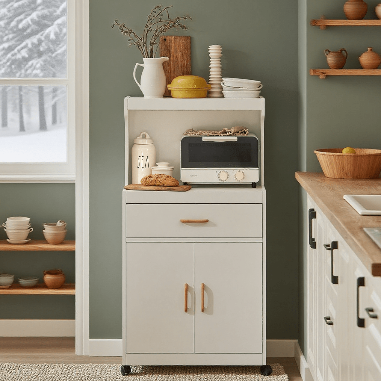TEMU Carrello porta dolci 1 pezzo, carrello per microonde su ruote, mobiletto da cucina, mobiletto , buffet con 1 e 2 ante, per sala da , cucina e