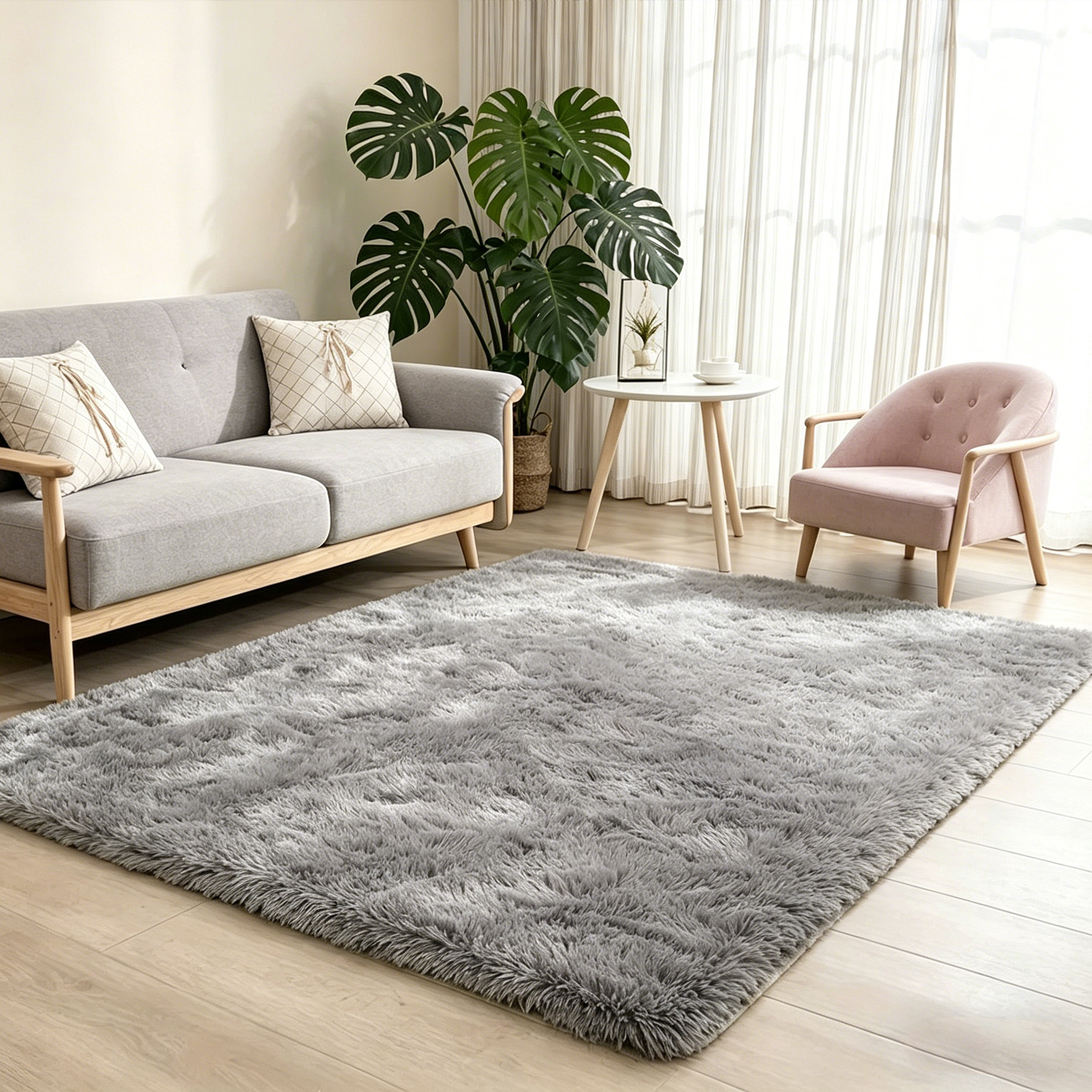 TEMU 1pc Super Soft Shaggy Rug - Ultra Luxury Non-slip Polyester Area Mat, Pet Friendly Floor Mat, Area Rug For Living Room & Bedroom, Machine