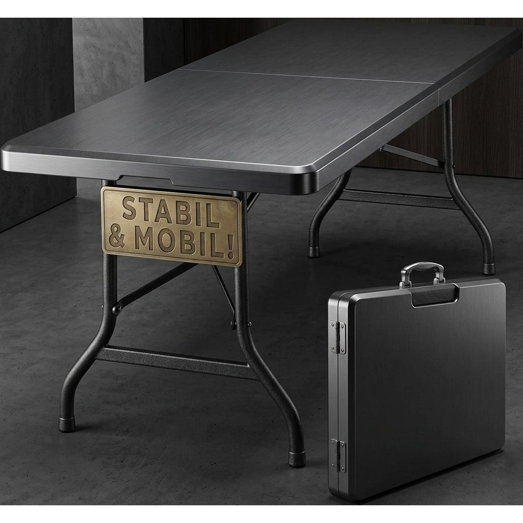 Image of Folding Garden Table 183x76cm Weather-resistant Portable Plastic 8 People Camping Balcony Table Buffet Table