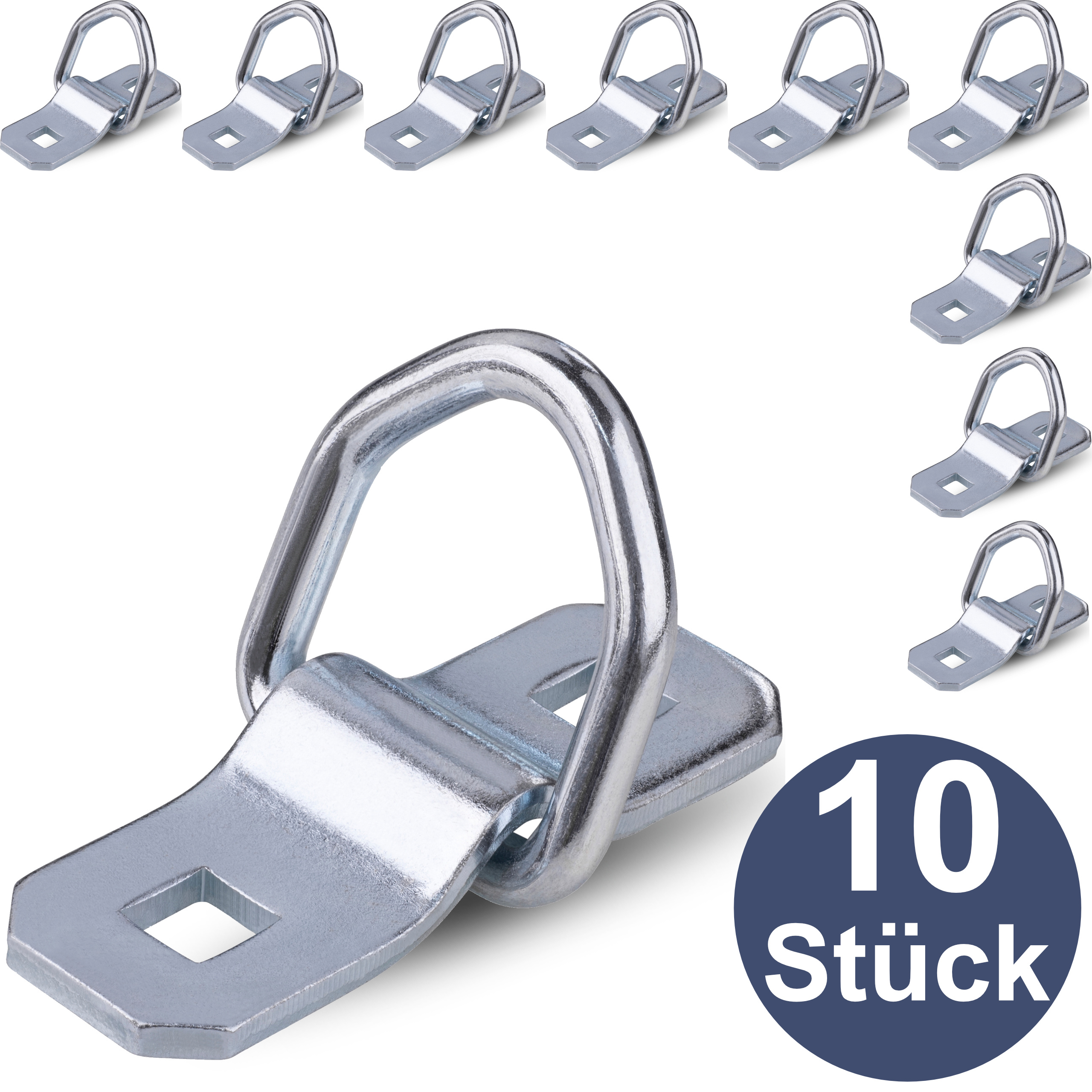 Image of Galvanized Trailer Rings - Hooks - M8 Eyelets, Stainless Steel Fastening Eye - Cargo Securing For Car Trailers, Motorhomes, Boats For Straps